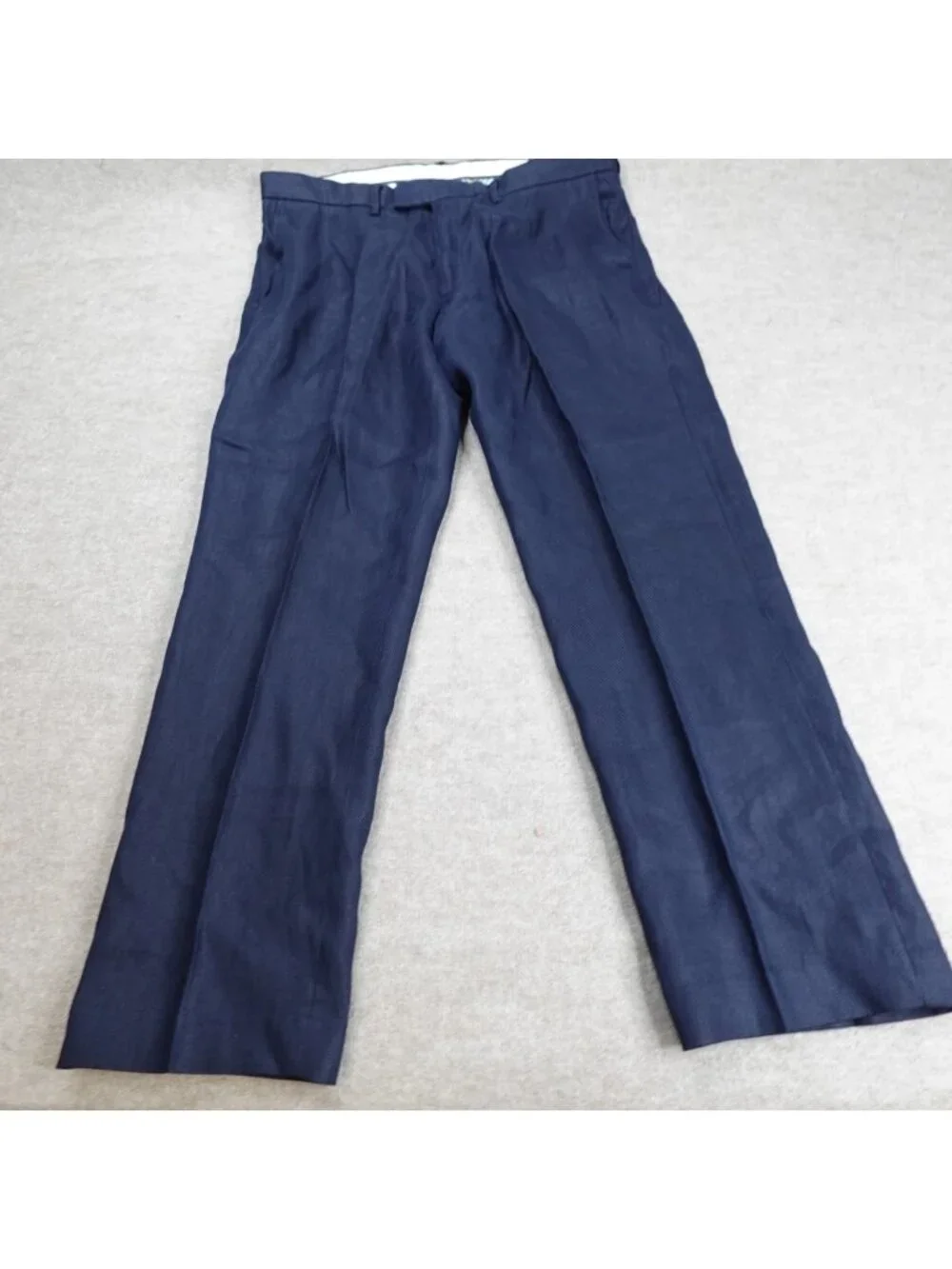 Polo Ralph Lauren Mens Pants 38 x 32 Blue Navy Solid 100% Linen Preston